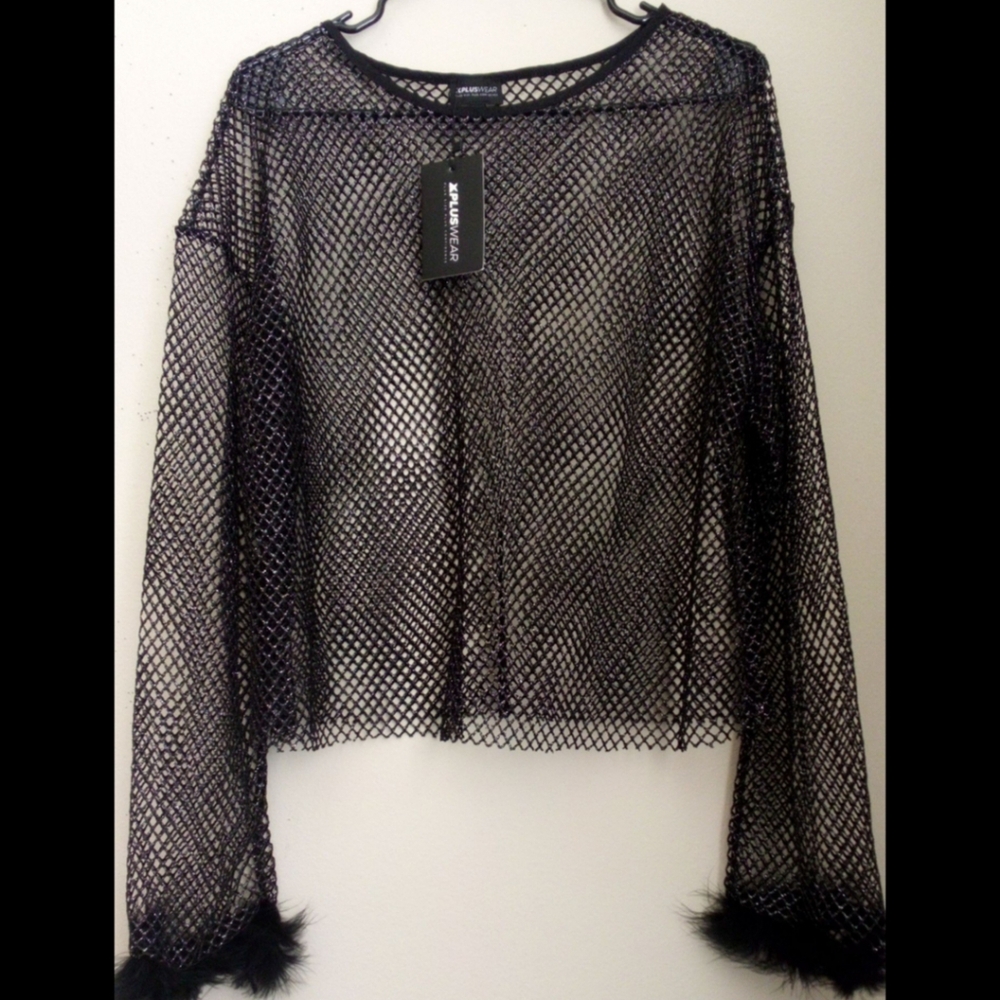 🆕 LISTING!! BNWT GLITTER MESH NET TOP - Picture 9 of 16